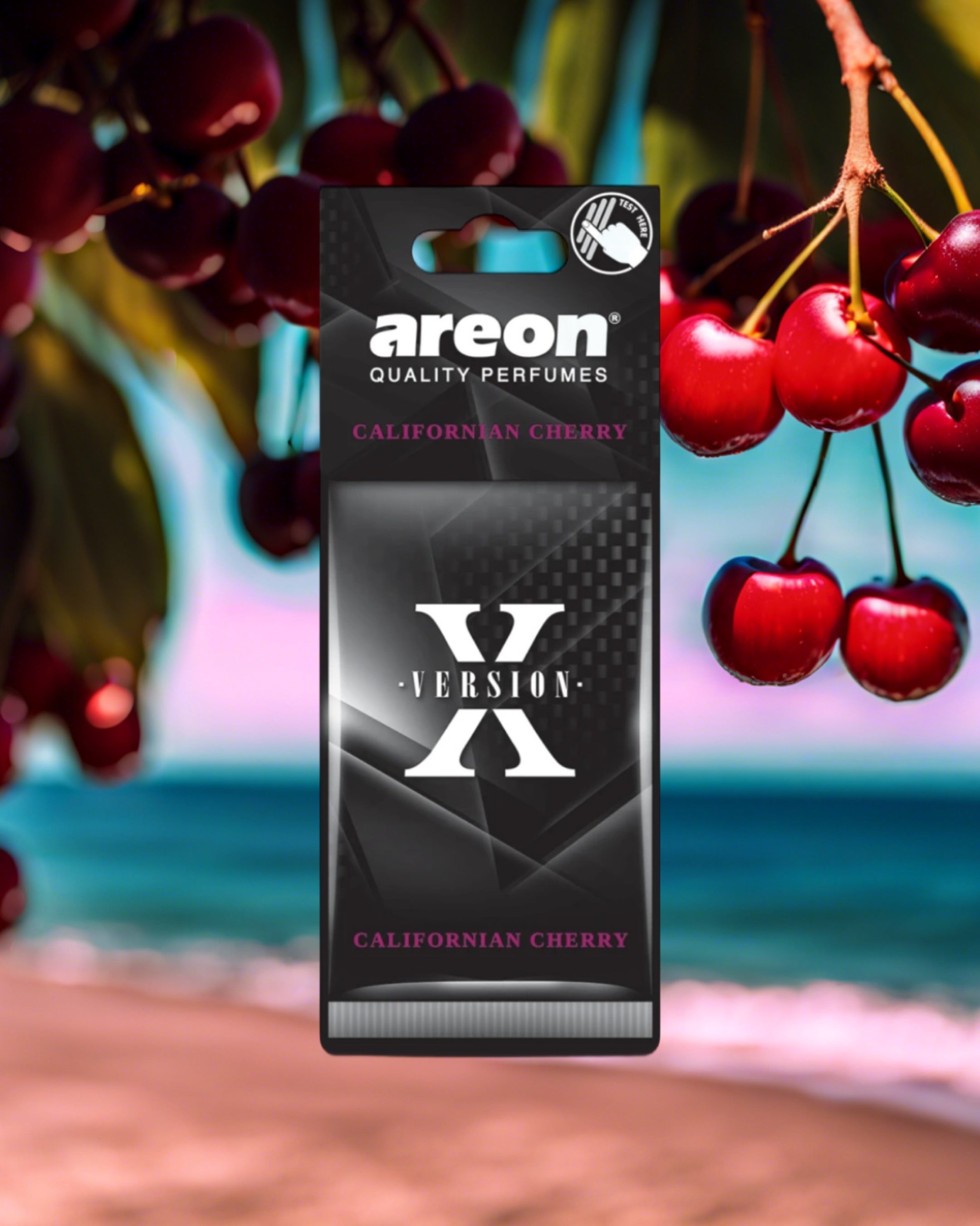 AREON Deodorante Per Auto - 3 Confezioni Versione Californian Cherry - Profumo Lunga Durata, Design Moderno - 5